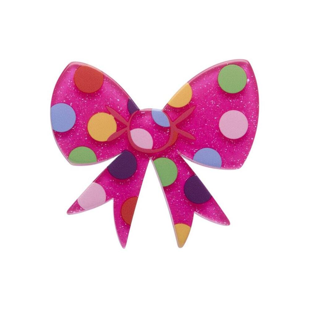 Polka Dot Bow Simplified Mini Brooch - Pink by Erstwilder